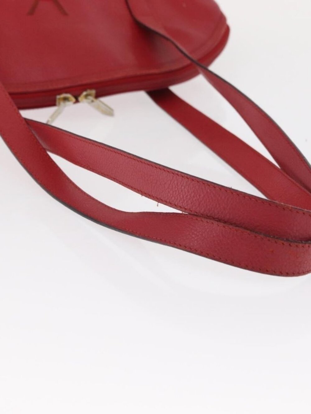 Authentic SAINT LAURENT Shoulder Bag Leather Red Gold - Picture 14 of 16